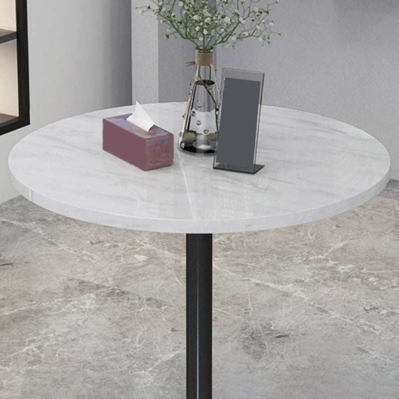 Table de bar avec base en métal Glam et plateau en pierre blanche, table de pub fixe pour patio