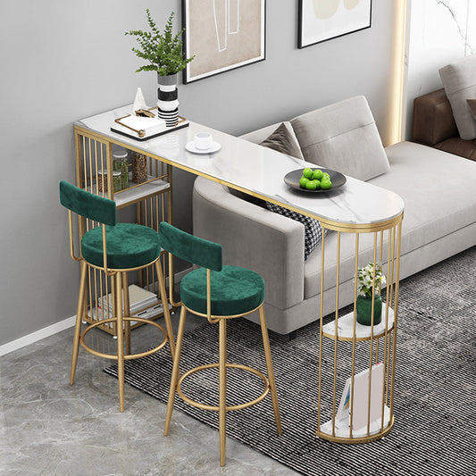 Tavolo da pranzo a barre di pietra sinterizzata moderna con base di metallo per soggiorno da cucina