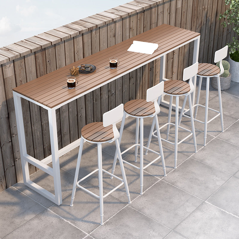 Rectangle Brown Top Bar Table Trestle Base Dining Table for Coffee Room White Without Chairs Clearhalo 'Bar Furniture' 'Bar Tables' 'bar_tables' 'furn' 'furn_bar_tables' 'Furniture' 'Kitchen & Dining Furniture' 6247253