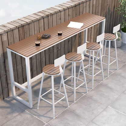 Rectangle Brown Top Bar Table Trestle Base Dining Table for Coffee Room White Without Chairs Clearhalo 'Bar Furniture' 'Bar Tables' 'bar_tables' 'furn' 'furn_bar_tables' 'Furniture' 'Kitchen & Dining Furniture' 6247253