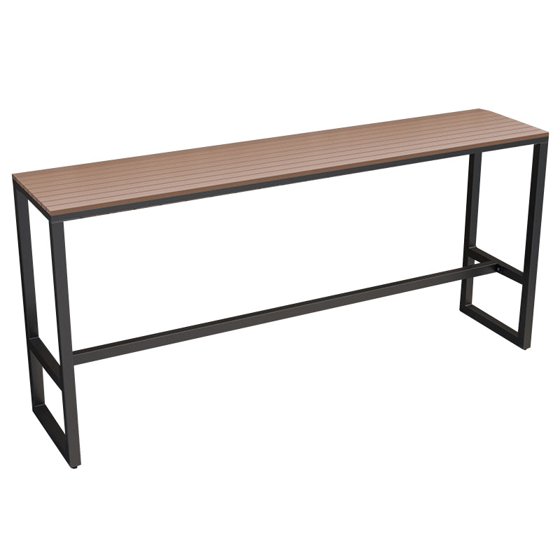 Rectangle Brown Top Bar Table Trestle Base Dining Table for Coffee Room Clearhalo 'Bar Furniture' 'Bar Tables' 'bar_tables' 'furn' 'furn_bar_tables' 'Furniture' 'Kitchen & Dining Furniture' 6247257