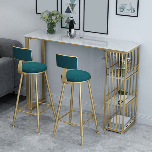 Tavolo da tavolo da bar in marmo in finto rettangolo con scaffali di stoccaggio