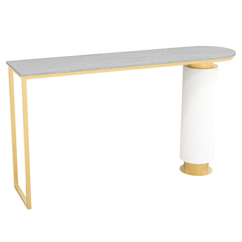 Specialty Bar Table Bar Height Contemporary Pub Table for Indoor Gray-Gold Without Chairs Clearhalo 'Bar Furniture' 'Bar Tables' 'bar_tables' 'furn' 'furn_bar_tables' 'Furniture' 'Kitchen & Dining Furniture' 6247304