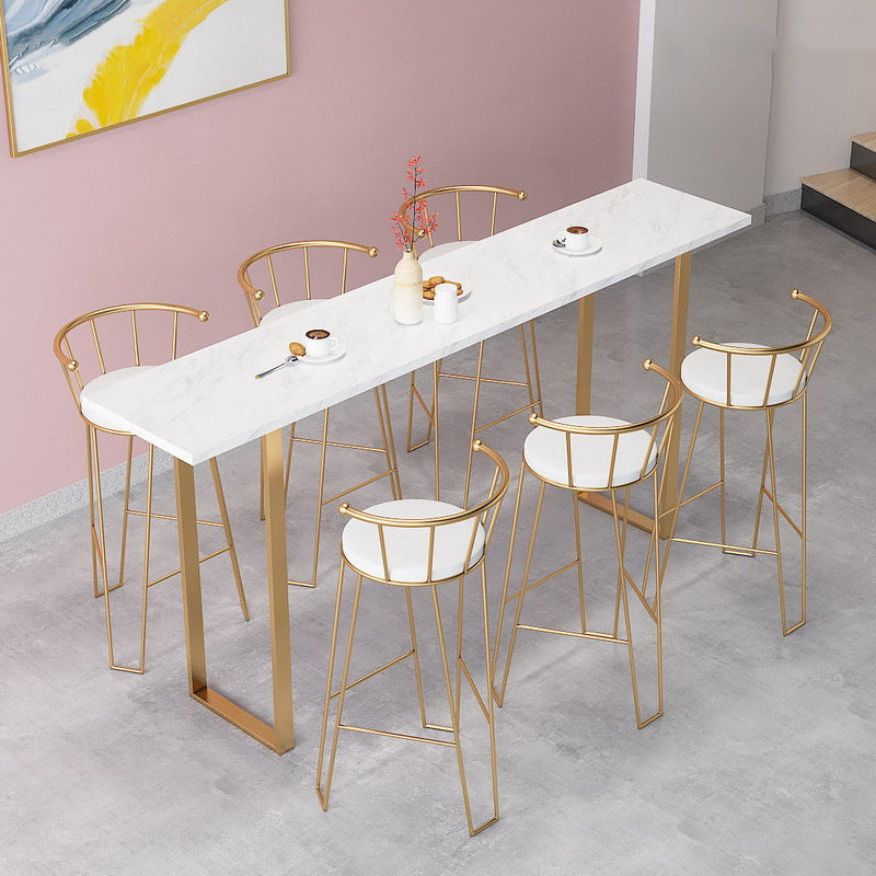 Glam Pub Table Rectangle Bar Height Bar Table for Cafe and Breakroom 63"L x 15.7"W x 41.3"H Without Chairs Clearhalo 'Bar Furniture' 'Bar Tables' 'bar_tables' 'furn' 'furn_bar_tables' 'Furniture' 'Kitchen & Dining Furniture' 6247328