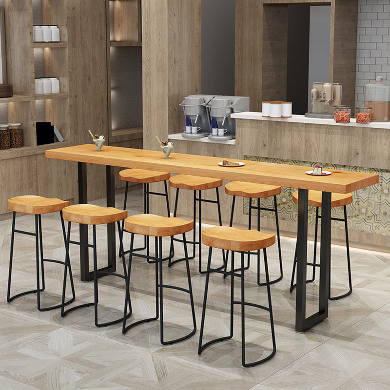 Modern Solid Wood Bar Table Sled Base Dining Table for Kitchen Living Room Coffee Room 78.7"L x 17.7"W x 41.3"H Without Chairs Clearhalo 'Bar Furniture' 'Bar Tables' 'bar_tables' 'furn' 'furn_bar_tables' 'Furniture' 'Kitchen & Dining Furniture' 6247336