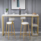 Rectangle Pub Table Glam Style Bar Height Bar Table for Breakroom 70.9"L x 15.7"W x 41.3"H White-Gold Without Chairs Clearhalo 'Bar Furniture' 'Bar Tables' 'bar_tables' 'furn' 'furn_bar_tables' 'Furniture' 'Kitchen & Dining Furniture' 6247359