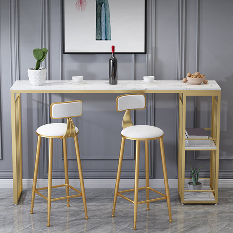 Rectangle Pub Table Glam Style Bar Height Bar Table for Breakroom 70.9"L x 15.7"W x 41.3"H White-Gold Without Chairs Clearhalo 'Bar Furniture' 'Bar Tables' 'bar_tables' 'furn' 'furn_bar_tables' 'Furniture' 'Kitchen & Dining Furniture' 6247359