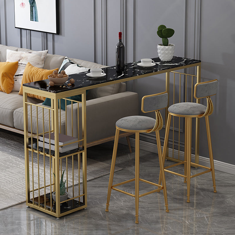 Rectangle Pub Table Glam Style Bar Height Bar Table for Breakroom Black-Gold Without Chairs Clearhalo 'Bar Furniture' 'Bar Tables' 'bar_tables' 'furn' 'furn_bar_tables' 'Furniture' 'Kitchen & Dining Furniture' 6247361
