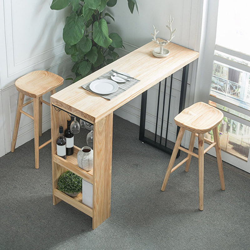 Moderner Bartisch aus massivem Holz, Esstisch mit Ablageflächen