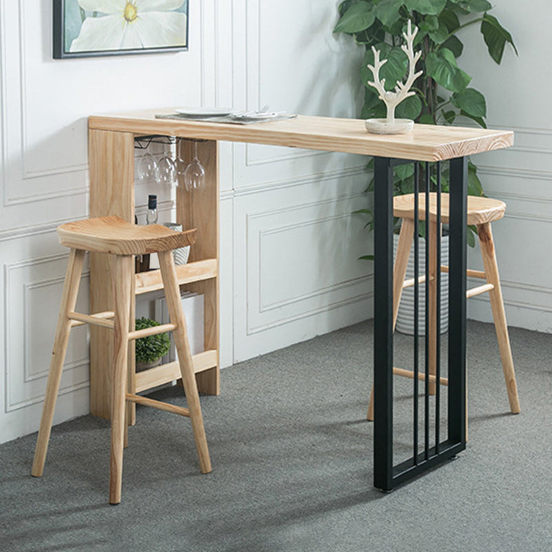 Moderner Bartisch aus massivem Holz, Esstisch mit Ablageflächen