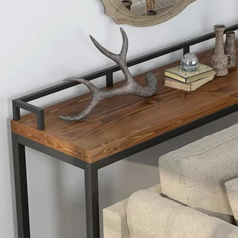 Modern 41.3"H Bar Table Black Iron Solid Wood Dining Table for Outdoor Clearhalo 'Bar Furniture' 'Bar Tables' 'bar_tables' 'furn' 'furn_bar_tables' 'Furniture' 'Kitchen & Dining Furniture' 6247415