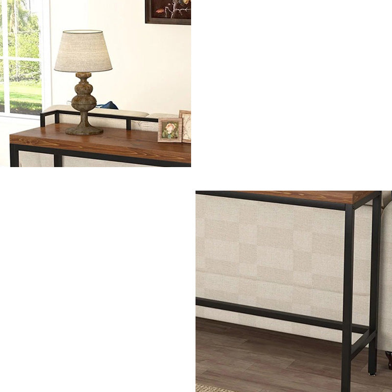 Modern 41.3"H Bar Table Black Iron Solid Wood Dining Table for Outdoor Clearhalo 'Bar Furniture' 'Bar Tables' 'bar_tables' 'furn' 'furn_bar_tables' 'Furniture' 'Kitchen & Dining Furniture' 6247417