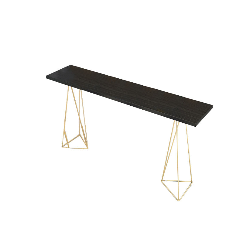Glam Bar-height Table with Metal Base 41.3-inch Height Table Top Bar Table for Patio Black Without Chairs Clearhalo 'Bar Furniture' 'Bar Tables' 'bar_tables' 'furn' 'furn_bar_tables' 'Furniture' 'Kitchen & Dining Furniture' 6247465