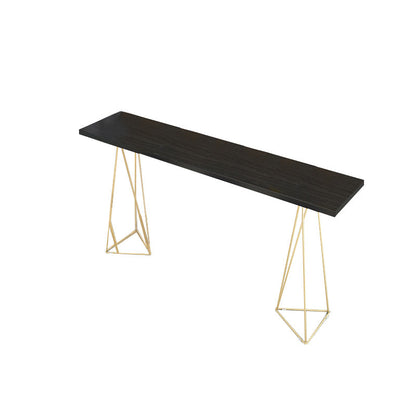 Glam Bar-height Table with Metal Base 41.3-inch Height Table Top Bar Table for Patio Black Without Chairs Clearhalo 'Bar Furniture' 'Bar Tables' 'bar_tables' 'furn' 'furn_bar_tables' 'Furniture' 'Kitchen & Dining Furniture' 6247465