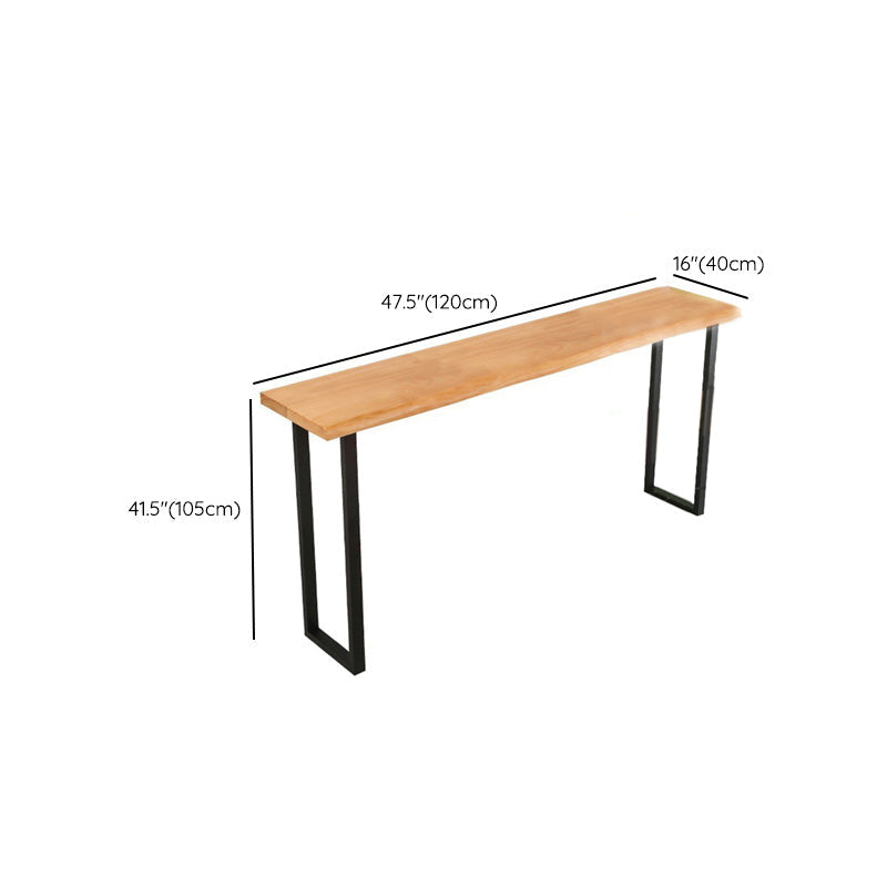 Industrial Metal Base Bar Table Black Iron Solid Wood Pub Table for Patio Use Clearhalo 'Bar Furniture' 'Bar Tables' 'bar_tables' 'furn' 'furn_bar_tables' 'Furniture' 'Kitchen & Dining Furniture' 6247582