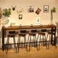 Mesa de bar de madera de 41,3" H, mesa rectangular con base metálica para patio