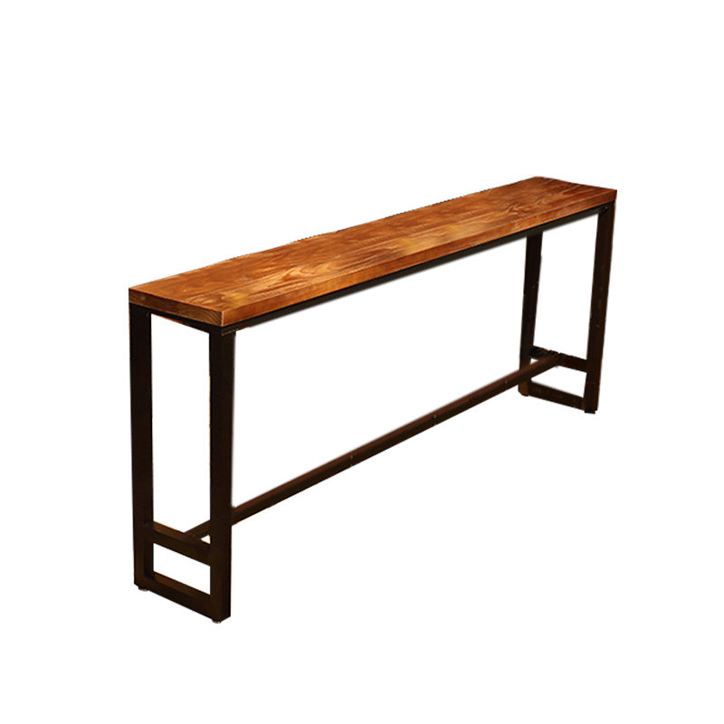 Mesa de bar de madera de 41,3" H, mesa rectangular con base metálica para patio