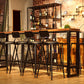Mesa de bar de madera de 41,3" H, mesa rectangular con base metálica para patio