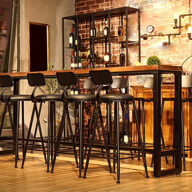 Mesa de bar de madera de 41,3" H, mesa rectangular con base metálica para patio