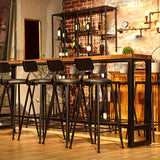 Wood 41.3" H Bar Table Rectangular Metal Base Table for Patio