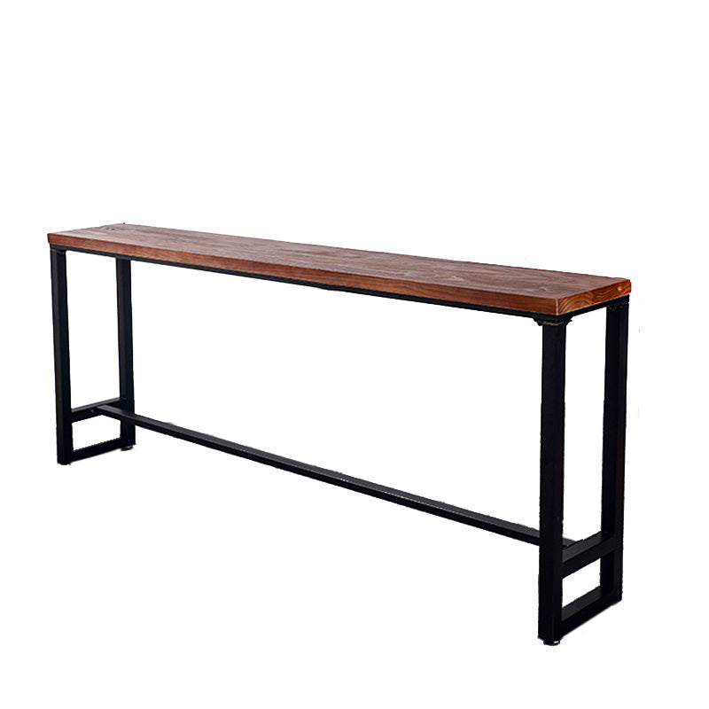 Mesa de bar de madera de 41,3" H, mesa rectangular con base metálica para patio