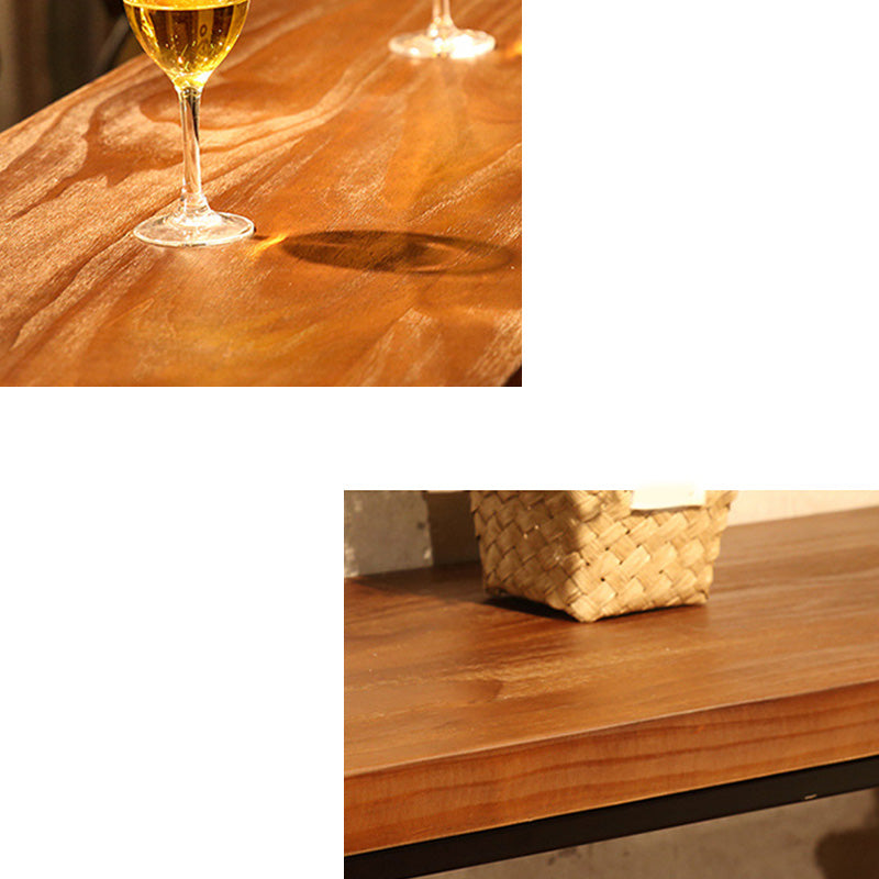 Mesa de bar de madera de 41,3" H, mesa rectangular con base metálica para patio