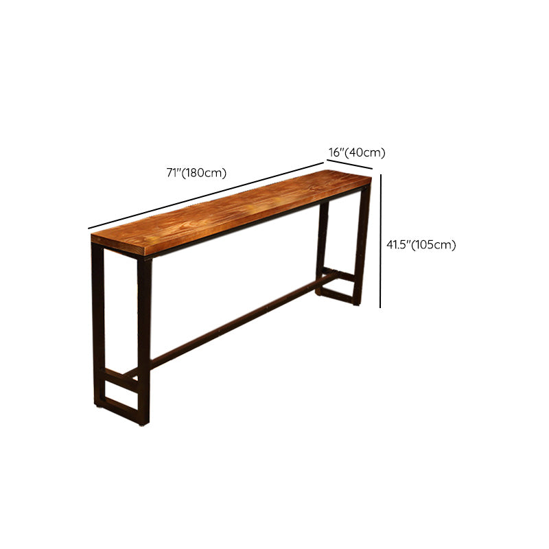 Mesa de bar de madera de 41,3" H, mesa rectangular con base metálica para patio