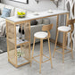 Glam Bar-height Table Stone and White Bar Table with 2 Shelve 70.9"L x 15.7"W x 41.3"H Without Chairs Clearhalo 'Bar Furniture' 'Bar Tables' 'bar_tables' 'furn' 'furn_bar_tables' 'Furniture' 'Kitchen & Dining Furniture' 6247684
