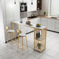 Glam Bar-height Table Stone and White Bar Table with 2 Shelve 55.1"L x 15.7"W x 41.3"H Without Chairs Clearhalo 'Bar Furniture' 'Bar Tables' 'bar_tables' 'furn' 'furn_bar_tables' 'Furniture' 'Kitchen & Dining Furniture' 6247686