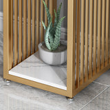 Tavolo da tavolo glam-height in pietra e bar a barre bianco con 2 scaffali