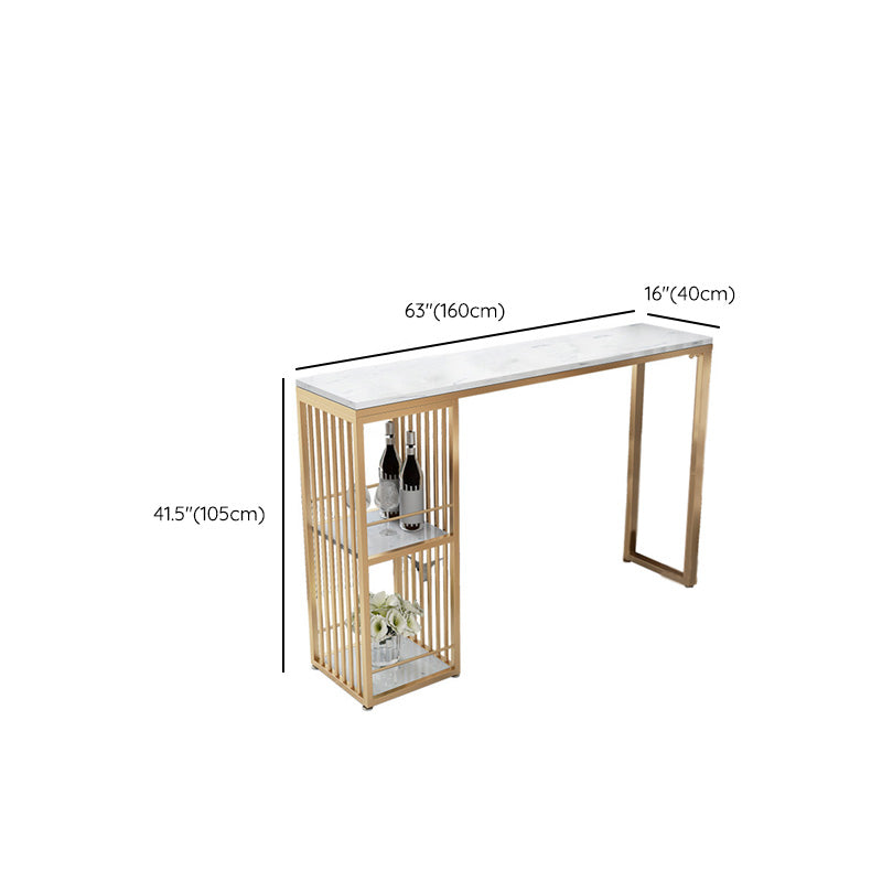 Glam Bar-height Table Stone and White Bar Table with 2 Shelve Clearhalo 'Bar Furniture' 'Bar Tables' 'bar_tables' 'furn' 'furn_bar_tables' 'Furniture' 'Kitchen & Dining Furniture' 6247694