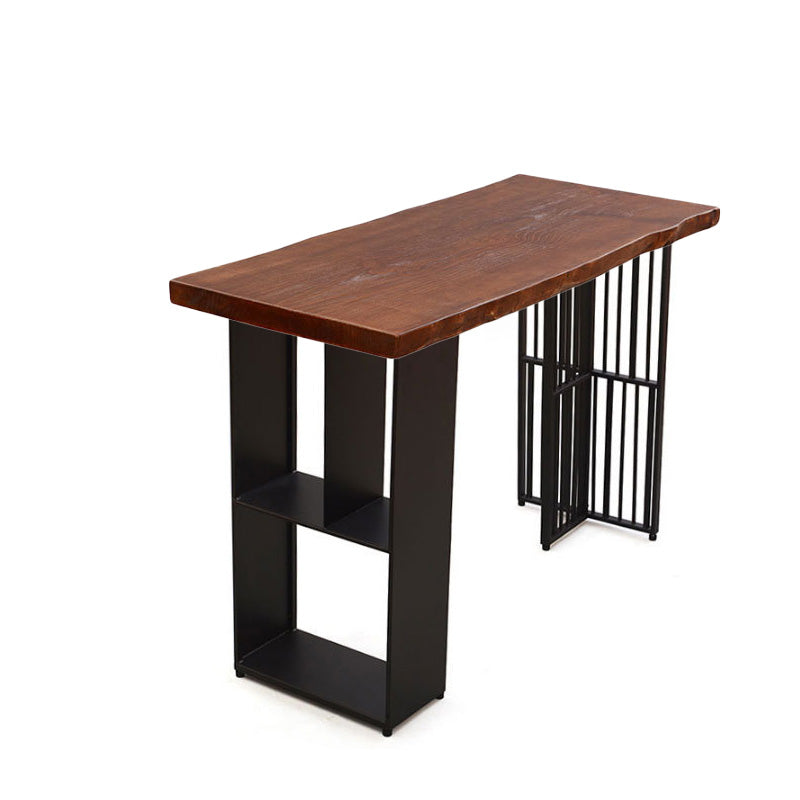 Modern Bar-height Table Solid Wood Top Pub Table with 2 Shelve Without Chairs Clearhalo 'Bar Furniture' 'Bar Tables' 'bar_tables' 'furn' 'furn_bar_tables' 'Furniture' 'Kitchen & Dining Furniture' 6247724