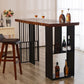 Modern Bar-height Table Solid Wood Top Pub Table with 2 Shelve 78.7"L x 23.6"W x 41.3"H Without Chairs Clearhalo 'Bar Furniture' 'Bar Tables' 'bar_tables' 'furn' 'furn_bar_tables' 'Furniture' 'Kitchen & Dining Furniture' 6247727