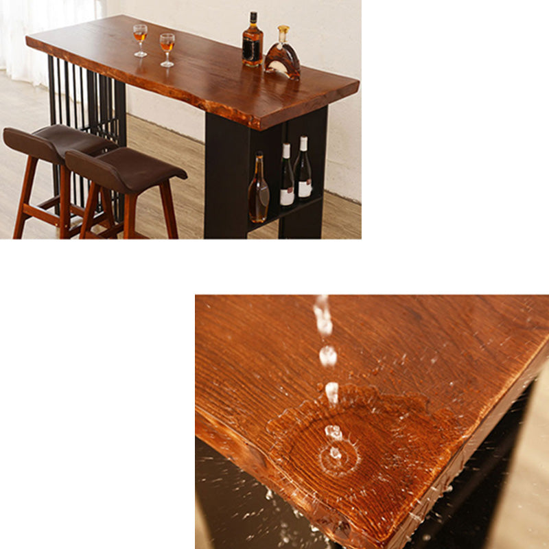 Modern Bar-height Table Solid Wood Top Pub Table with 2 Shelve Clearhalo 'Bar Furniture' 'Bar Tables' 'bar_tables' 'furn' 'furn_bar_tables' 'Furniture' 'Kitchen & Dining Furniture' 6247729