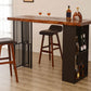 Modern Bar-height Table Solid Wood Top Pub Table with 2 Shelve Clearhalo 'Bar Furniture' 'Bar Tables' 'bar_tables' 'furn' 'furn_bar_tables' 'Furniture' 'Kitchen & Dining Furniture' 6247730