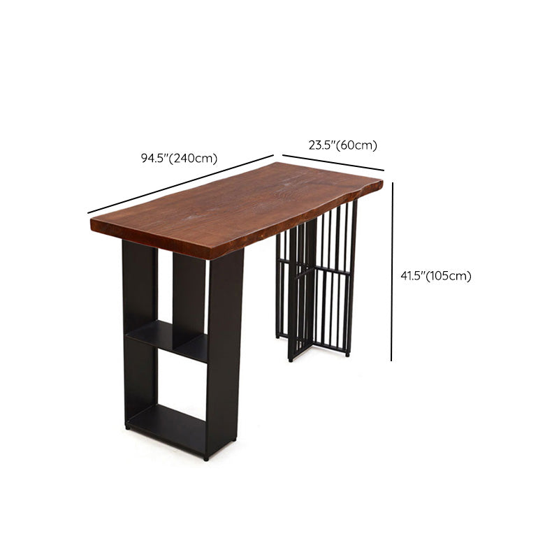 Modern Bar-height Table Solid Wood Top Pub Table with 2 Shelve Clearhalo 'Bar Furniture' 'Bar Tables' 'bar_tables' 'furn' 'furn_bar_tables' 'Furniture' 'Kitchen & Dining Furniture' 6247735