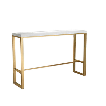 Glam Bar-height Table Solid Wood Top Pub Table with Gold Metal Base Without Chairs Clearhalo 'Bar Furniture' 'Bar Tables' 'bar_tables' 'furn' 'furn_bar_tables' 'Furniture' 'Kitchen & Dining Furniture' 6247739