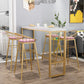 Glam Bar-height Table Solid Wood Top Pub Table with Gold Metal Base 63"L x 15.7"W x 41.3"H Without Chairs Clearhalo 'Bar Furniture' 'Bar Tables' 'bar_tables' 'furn' 'furn_bar_tables' 'Furniture' 'Kitchen & Dining Furniture' 6247741
