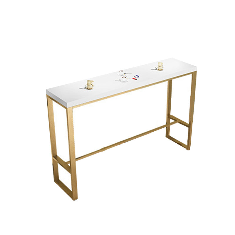 Glam Bar-height Table Solid Wood Top Pub Table with Gold Metal Base Clearhalo 'Bar Furniture' 'Bar Tables' 'bar_tables' 'furn' 'furn_bar_tables' 'Furniture' 'Kitchen & Dining Furniture' 6247743