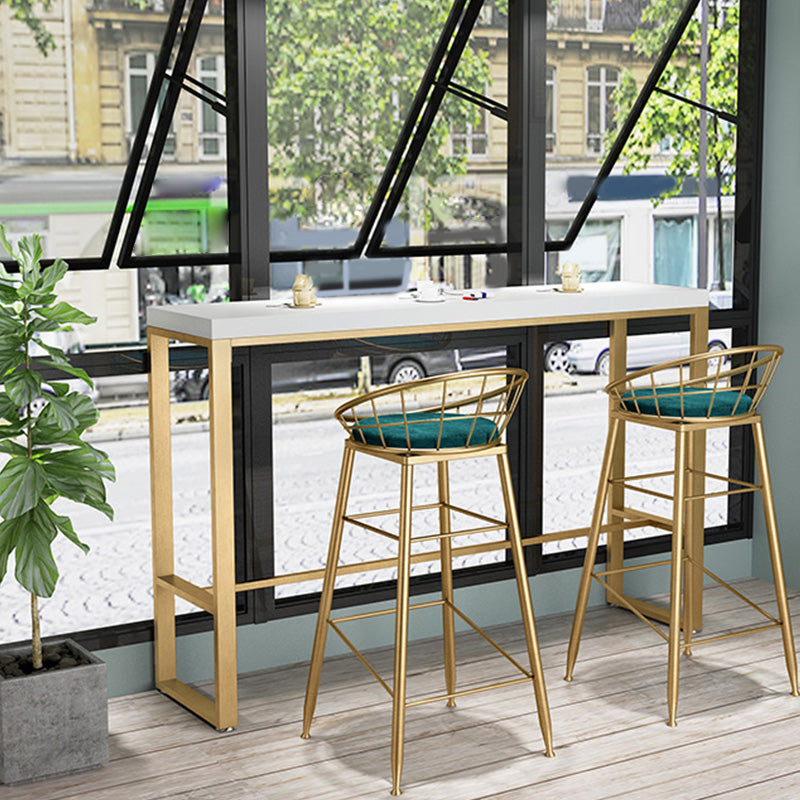 Glam Bar-height Table Solid Wood Top Pub Table with Gold Metal Base Clearhalo 'Bar Furniture' 'Bar Tables' 'bar_tables' 'furn' 'furn_bar_tables' 'Furniture' 'Kitchen & Dining Furniture' 6247746
