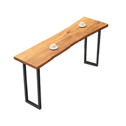 Modern Bar-height Table Solid Wood Top Pub Table with Black Metal Base Without Chairs Clearhalo 'Bar Furniture' 'Bar Tables' 'bar_tables' 'furn' 'furn_bar_tables' 'Furniture' 'Kitchen & Dining Furniture' 6247758