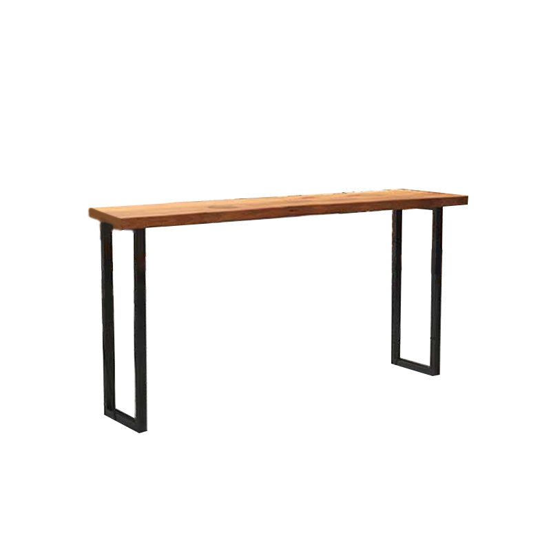 Modern Bar-height Table Solid Wood Top Pub Table with Black Metal Base Clearhalo 'Bar Furniture' 'Bar Tables' 'bar_tables' 'furn' 'furn_bar_tables' 'Furniture' 'Kitchen & Dining Furniture' 6247762