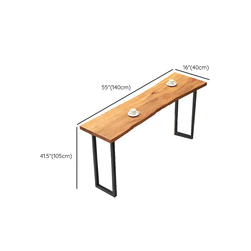 Modern Bar-height Table Solid Wood Top Pub Table with Black Metal Base Clearhalo 'Bar Furniture' 'Bar Tables' 'bar_tables' 'furn' 'furn_bar_tables' 'Furniture' 'Kitchen & Dining Furniture' 6247764
