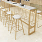 Glam Bar-height Table White Faux Marble Top Fixed Pub Table for Patio 94.5"L x 15.7"W x 41.3"H Without Chairs Clearhalo 'Bar Furniture' 'Bar Tables' 'bar_tables' 'furn' 'furn_bar_tables' 'Furniture' 'Kitchen & Dining Furniture' 6247776
