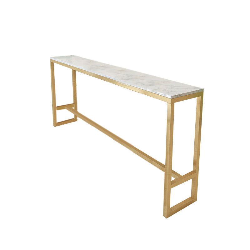 Glam Bar-height Table White Faux Marble Top Fixed Pub Table for Patio Clearhalo 'Bar Furniture' 'Bar Tables' 'bar_tables' 'furn' 'furn_bar_tables' 'Furniture' 'Kitchen & Dining Furniture' 6247779