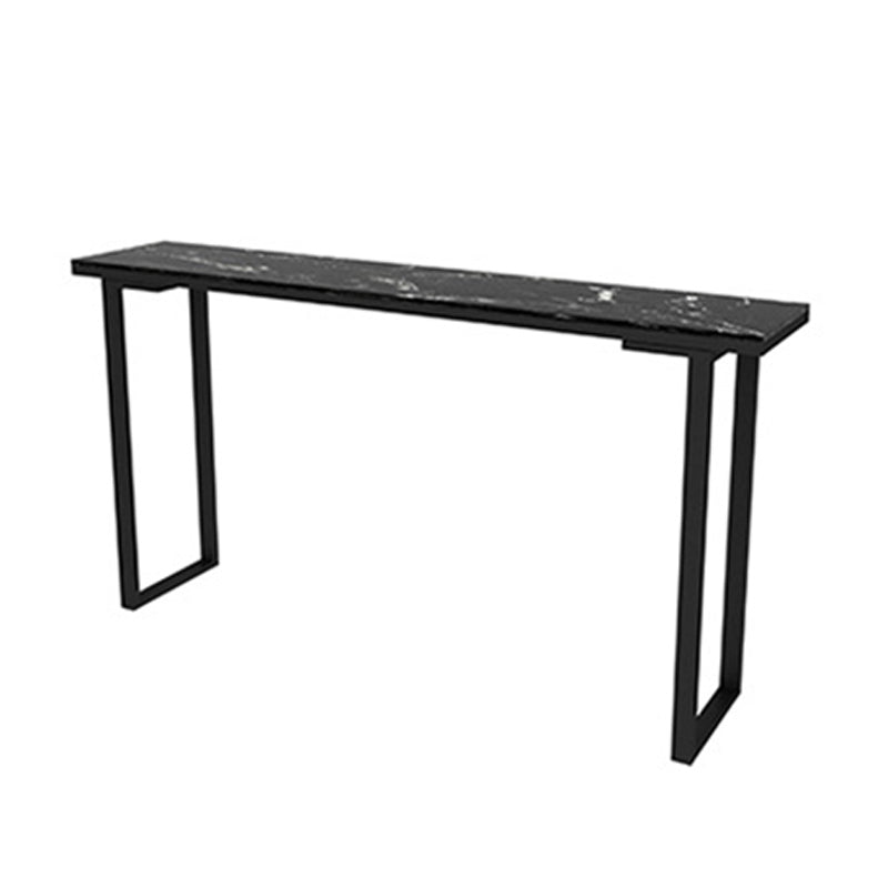 Faux Marble Top Table Modern Style Bistro Pub Table with Metal Base Black Without Chairs Clearhalo 'Bar Furniture' 'Bar Tables' 'bar_tables' 'furn' 'furn_bar_tables' 'Furniture' 'Kitchen & Dining Furniture' 6247853