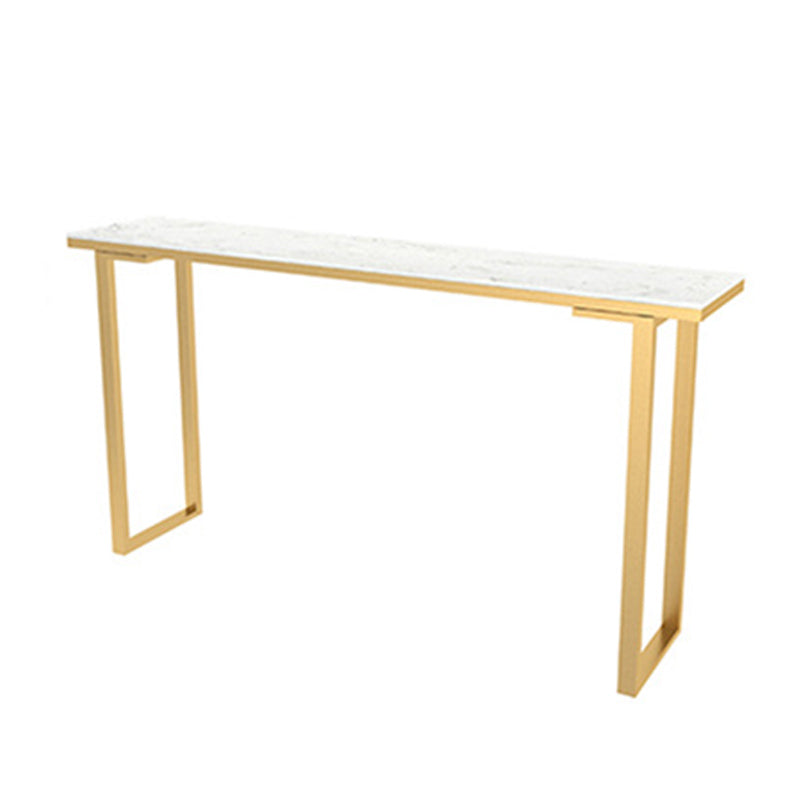 Faux Marble Top Table Modern Style Bistro Pub Table with Metal Base White Without Chairs Clearhalo 'Bar Furniture' 'Bar Tables' 'bar_tables' 'furn' 'furn_bar_tables' 'Furniture' 'Kitchen & Dining Furniture' 6247854