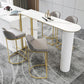 Stone Bar Table Modern Style Bistro Pub Table for Dining Room 63"L x 15.7"W x 41.3"H White Without Chairs Clearhalo 'Bar Furniture' 'Bar Tables' 'bar_tables' 'furn' 'furn_bar_tables' 'Furniture' 'Kitchen & Dining Furniture' 6247890