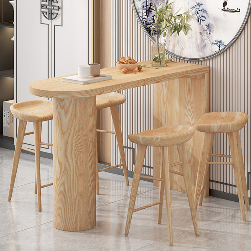 Modern Wood Bar Counter Table Freeform Bar Counter Table for Home Use 63"L x 15.7"W x 41.3"H Natural Without Chairs Clearhalo 'Bar Furniture' 'Bar Tables' 'bar_tables' 'furn' 'furn_bar_tables' 'Furniture' 'Kitchen & Dining Furniture' 6247905