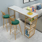 Metal Base Bar Table Rectangular Faux Marble Top Bistro Pub Table Gold White Clearhalo 'Bar Furniture' 'Bar Tables' 'bar_tables' 'furn' 'furn_bar_tables' 'Furniture' 'Kitchen & Dining Furniture' 6247924